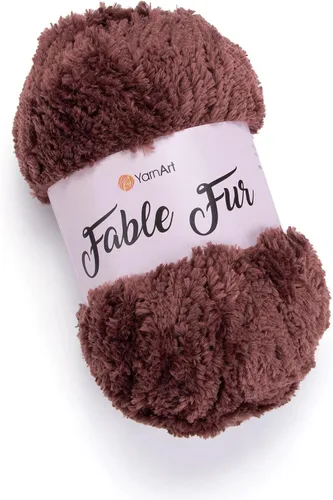 Miniatura 14 de Yarnart Fable Fur Hilo (100gr), Hilo de Pestañas Sintético Suave Grueso Esponjoso Falso Difuso para Ropa de Ganchillo Tejido de Punto Súper