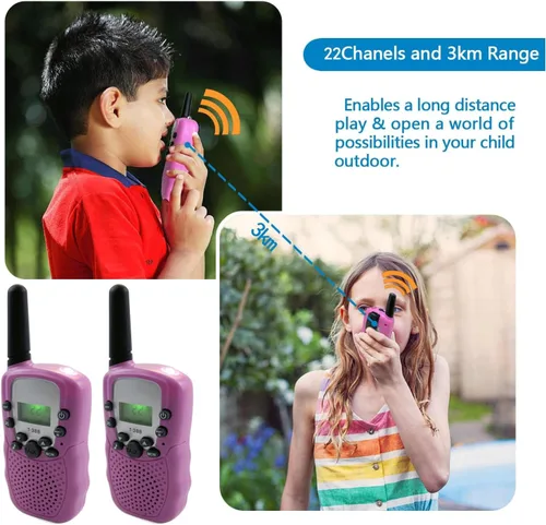 Miniatura 3 de Walkie Talkies para niños y niñas de 3 a 12 años, fácil de usar, alcance de hasta 1.5 millas, radio bidireccional FRS de 22 canales para aventuras