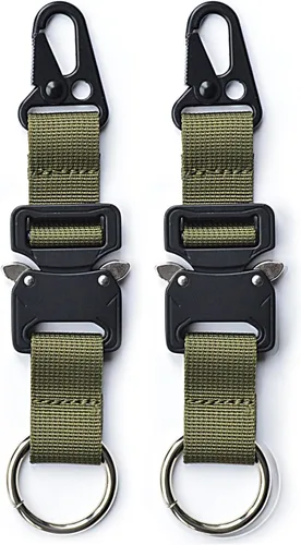 Llavero táctico militar para hombres, mosquetón de liberación rápida, llaveros EDC Gear con anillo de acero inoxidable