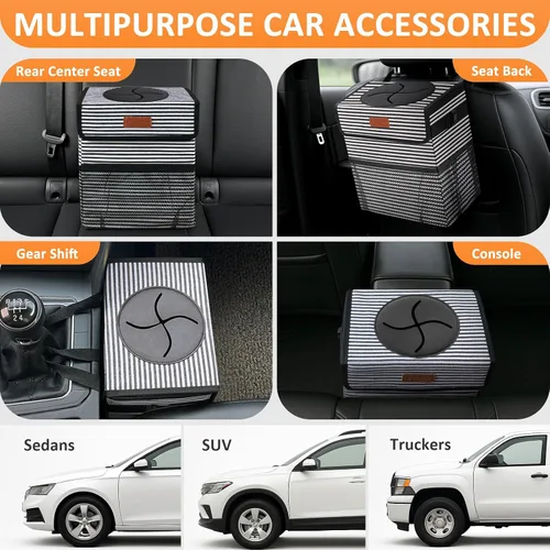 Miniatura 5 de Vankor Bote de Basura para Auto Lindo, Bolsa Contenedor Colgante Impermeable Botes de Basura Automotrices a Prueba de Fugas Bote de Basura para Raya