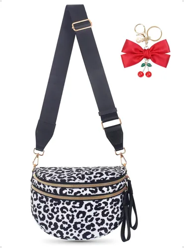 Miniatura 24 de Bum Bag Crossbody Bag para mujer Amplias bolsas Riñoneras cruzadas de nailon Monedero con cinturón para viajar y correr, regalos de moda