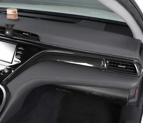 Miniatura 4 de Kadore - Molduras de tiras para la consola central delantera interior de carbono fibra para Toyota Camry 2018 2019 2020 2021 2022 2023 2024