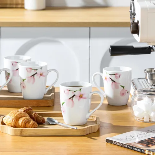 Miniatura 7 de Juego de 6 Tazas de Café VEWEET, Juego de Tazas de 11 onzas con Asa, Juego de Tazas Florales de Cerámica para Cocina, Apto para Microondas y Annie