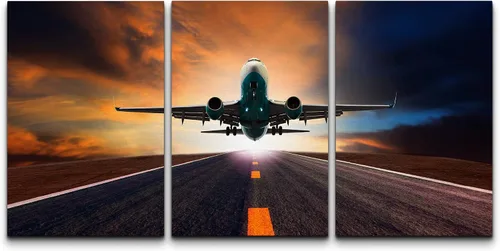 Miniatura 129 de wall26 Lienzo enmarcado para pared, juego de arte exótico tropical, océano, mar, avión, puesta de sol, transporte, fotografía, realismo, decorativo