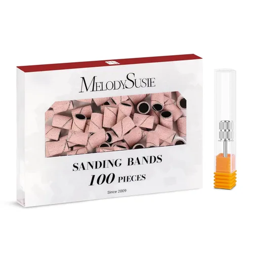 Miniatura 31 de MelodySusie - 100 bandas de lijado para brocas de uñas para lima eléctrica, de grano #80 grueso para limar uñas acrílicas, manicura y pedicura