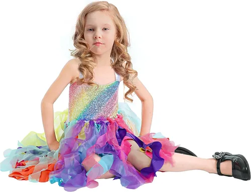 Miniatura 5 de Vestido tutú para niñas, vestido de tul con lentejuelas, vestido de princesa para niñas pequeñas, disfraz de fiesta de cumpleaños brillante