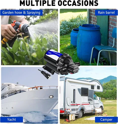 Miniatura 2 de Bomba de presión de agua de 110 V 50 PSI, bomba de agua de diafragma autocebante con interruptor de presión para RV, sistema doméstico y riego