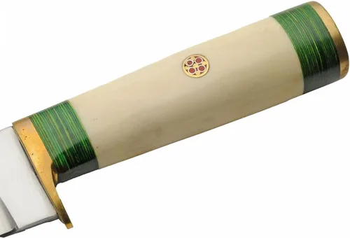 Miniatura 4 de SZCO Full Tang Upsweep - Cuchillo de caza de 8.25 pulgadas, cuchillo de campamento con hoja forjada a mano, mango de madera verde y hueso y funda