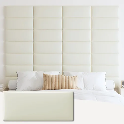Miniatura 10 de IFNOW Cabecera tapizada para montar en la pared, paneles de pared 3D insonorizados, cabecero autoadhesivo para tamaño Queen, decoración del hogar