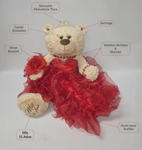 Miniatura 5 de KINNEX COLLECTIONS SINCE 1997 20" Quince Anos Quinceanera Last Doll Osito de peluche con vestido (pieza central) ~ ARC16832-4R (azul bebé)