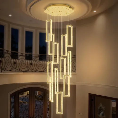 Miniatura 13 de ykolupty Moderno candelabro LED ajustable colgante negro lámpara colgante 3 luces rectangulares candelabros para cocina, escalera de isla comedor