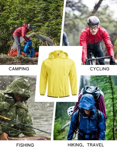 Miniatura 5 de COOFANDY Chaqueta impermeable para hombre, ligera, impermeable, con capucha, para viajes, senderismo, golf, rompevientos