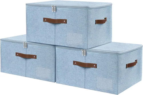 Miniatura 13 de Lucky Monet 1 contenedor de almacenamiento con tapas de cremallera de 10 x 8 x 7 pulgadas, cajas de almacenamiento plegables de tela con tapa