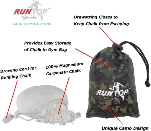 Miniatura 2 de RUNTOP Bolsa de tiza recargable de carbonato de magnesio de 2.4 onzas para levantamiento de pesas, entrenamiento de fitness, gimnasia, escalada
