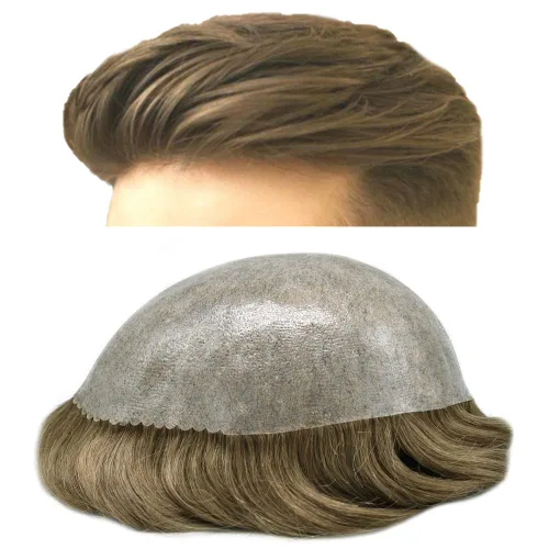 Miniatura 101 de Toupee Hair Piece For Men 100% Real Human Hair System Natural Looking Hairpieces For Men Hair Units Protesis Capilar Para Hombre 8''X10'' #610#6