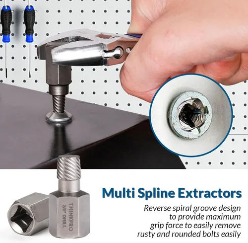 Miniatura 7 de Juego de 39 piezas de extractor de pernos y kit de brocas, extractores de tornillos de splines múltiples, juego de zócalos de extracción fácil