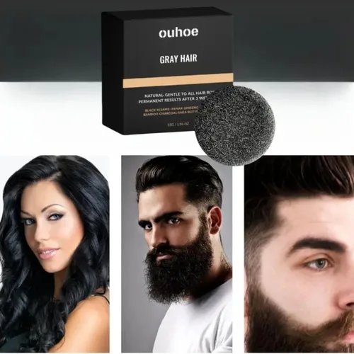 Miniatura 8 de Set de jabón negro herbario para el cabello, con extracto de ginseng, polvo de carbón y semilla de sésamo, aspecto oscuro natural, apoya el cabello