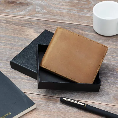 Miniatura 7 de Parmaye Cartera para hombre, billetera plegable personalizada para marido, papá, hijo, nieto, regalo de cuero genuino con bloqueo RFID, carteras