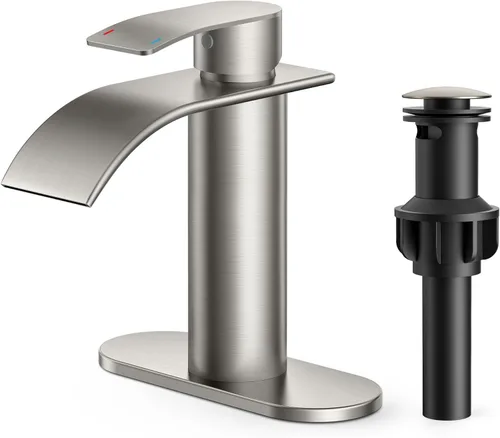 Miniatura 15 de FORIOUS Grifos de baño negros y dorados, cascada de 4 pulgadas con drenaje desplegable de metal y manguera cUPC para lavabo, tocador, RV, pedestal