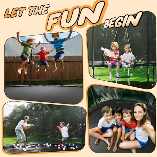 Miniatura 8 de Trampolín para exteriores de 8 pies, 10 pies, 12 pies, 14 pies, trampolines recreativos con recinto y escalera, trampolines antioxidantes para niños