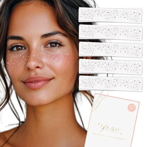 Miniatura 7 de Flash Tattoos GALACTIC GOLD - 10 parches de belleza metálicos impermeables de alta calidad con brillo cósmico y brillo celestial, maquillaje