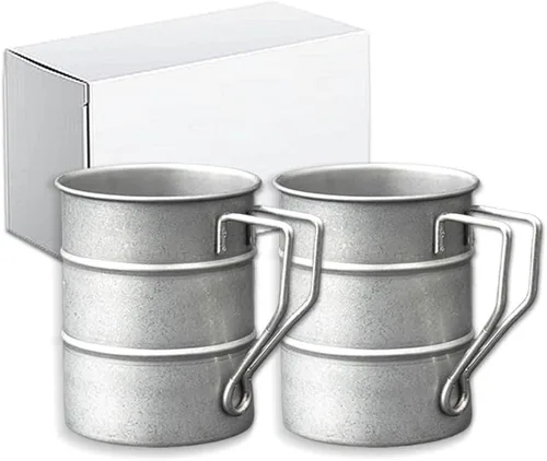 Miniatura 8 de Tazas de café vintage de acero inoxidable con asa, tazas de café para campamento, taza de senderismo al aire libre, equipo de campamento ligero
