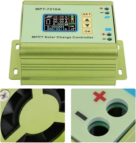 Miniatura 3 de MPPT Controlador Solar MPT-7210A Pantalla LCD Controlador de Energía Solar Aleación de Aluminio Panel Solar Regulador Regulador