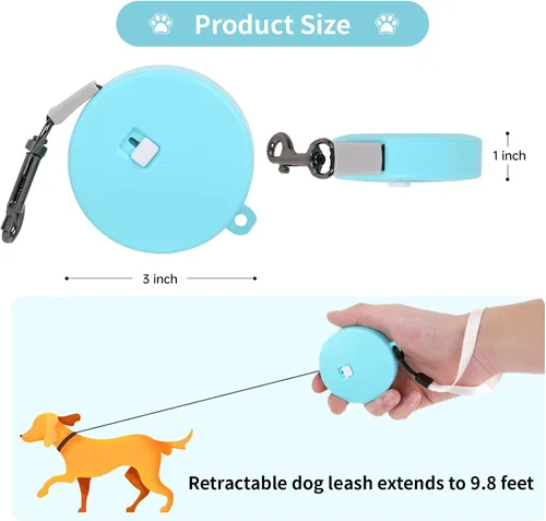 Miniatura 3 de Correa retráctil para perros pequeños y medianos de hasta 22 libras con cinta de nailon fuerte de 9.8 pies, manos libres, correa portátil y ligera
