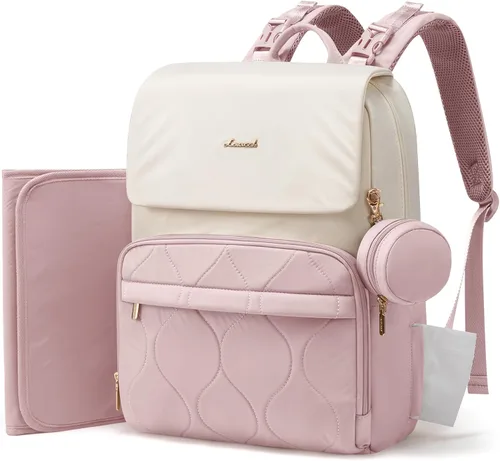 Miniatura 11 de LOVEVOOK Mochila para pañales, bolsas de viaje para bebés para niños y niñas, bolsa de pañales impermeable con cambiador