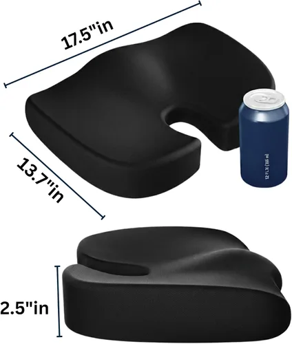Miniatura 2 de Cojín de asiento de espuma viscoelástica de gel para silla de oficina, almohada de alivio del dolor de coxis y ciática, cojín ergonómico