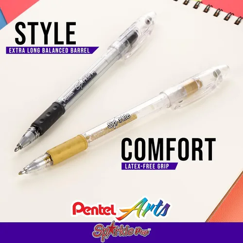 Miniatura 6 de Pentel Sparkle Pop Bolígrafo de Gel Metálico, (1.0mm) Línea Gruesa, Rosa, Caja de 12 Bolígrafos (K91-DP)