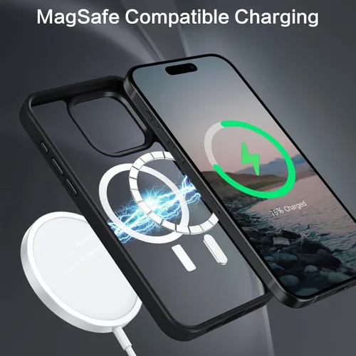 Miniatura 2 de BENTOBEN Funda magnética para iPhone 15 Pro Max, compatible con MagSafe, translúcida mate, esmerilada, antihuellas, delgada, a prueba de golpes