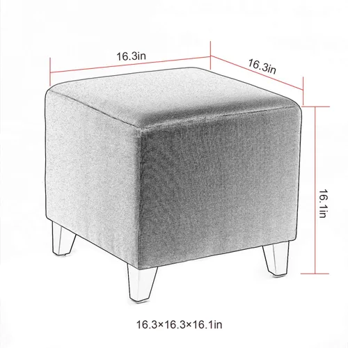 Miniatura 3 de Adeco Simple British Style Cube Reposapiés otomano banco reposapiés, 16x16x16, azul