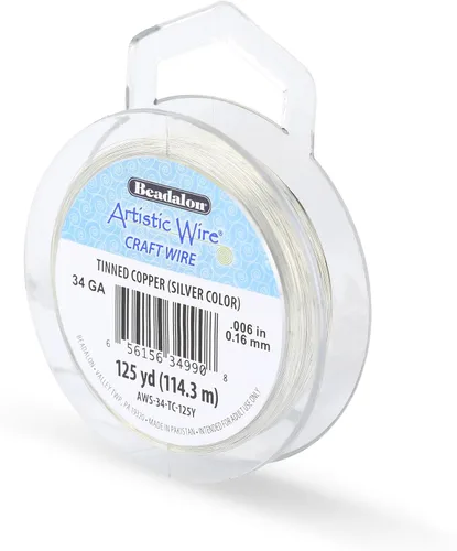 Miniatura 137 de Artistic Wire, alambre para manualidades de calibre 22 bañado en plata, resistente a las manchas, color cobre, blanco, 9,1 m