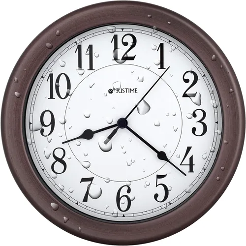 Miniatura 11 de JUSTIME Reloj de pared resistente al agua de 8.5 pulgadas para baño, cocina, barco, caravana, silencioso, sin tictac, funciona con pilas, montaje