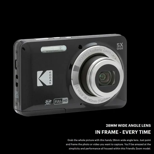 Miniatura 5 de Kodak PIXPRO FZ55 Cámara digital (negro) Zoom amigable con tarjeta SD de 128 GB, lector de tarjetas, trípode y bolsa (5 artículos)