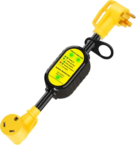 Miniatura 7 de EyGde Adaptador RV de 30 Amp a 15 Amp 110V con protector de sobretensiones, patentado 4200J de 15 Amp macho a 30 Amp con conector de bloqueo