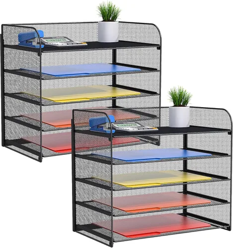 Miniatura 8 de Organizador de papel legal/A4 de 5 niveles, soporte para bandeja de papel para escritorio, soporte de archivos/clasificador, carpetas de archivos