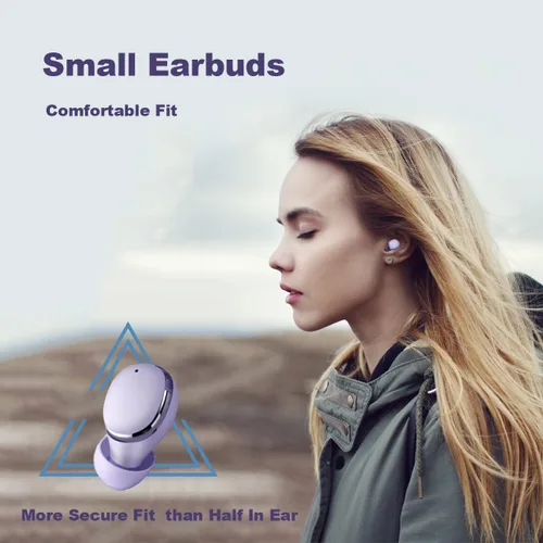 Miniatura 4 de Xmenha Auriculares inalámbricos pequeños para canales auditivos pequeños, auriculares azules más pequeños, auriculares Bluetooth micro pequeños