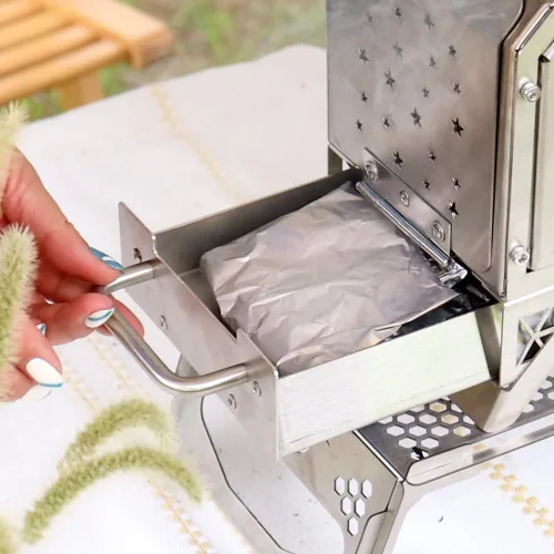 Miniatura 9 de Estufa de camping al aire libre portátil Estufa de acero inoxidable para cocinar al aire libre Calefacción y pesca BBQ Backpacking Estufa (M)