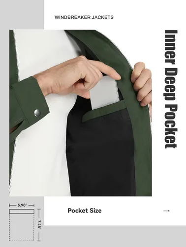 Miniatura 5 de MAGNIVIT Chaquetas ligeras para hombre, cortavientos ligeros, con cremallera completa, elegante, abrigo de golf, negocios, trabajo, vestido casual
