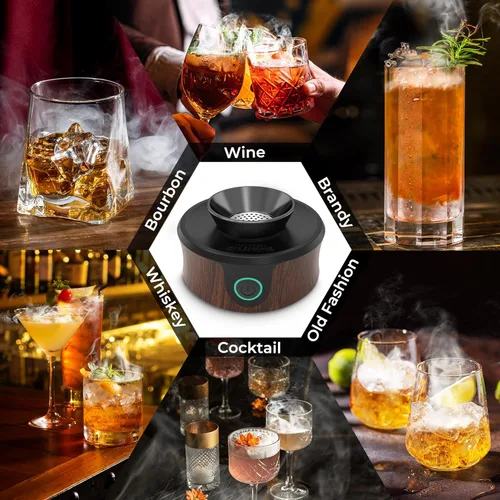 Miniatura 7 de Kit de ahumador de whisky eléctrico con antorcha, los mejores regalos de whisky para hombres, 6 astillas de madera – Infundir ricos sabores ahumados