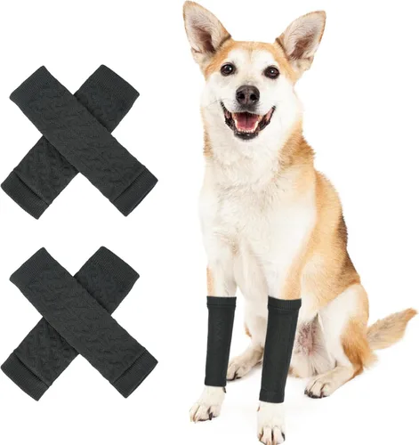 Miniatura 8 de ROZKITCH Manga de compresión para perro, 2 piezas de pierna delantera y 2 rodillas de pierna trasera, envoltura para codo de perro, protector