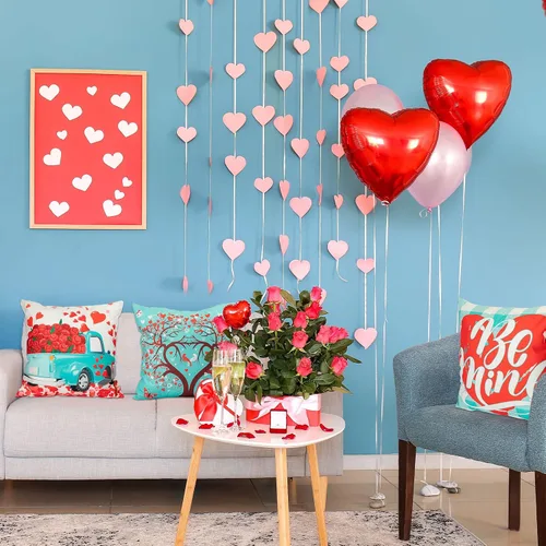 Miniatura 6 de Tatuo 8 fundas de almohada de San Valentín, fundas de almohada de corazón de 18 x 18 pulgadas, fundas de cojín decorativas, regalo de San Valentín