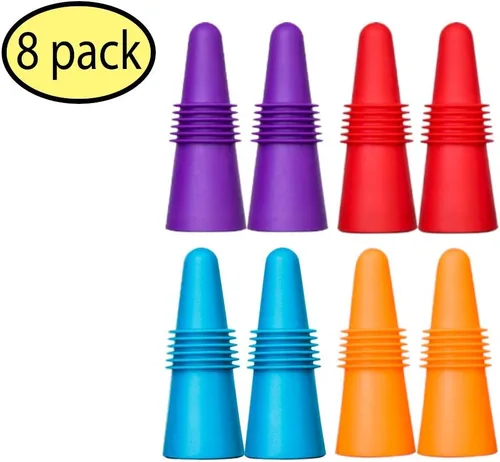 Miniatura 8 de 8 tapones de vino, sellador de botellas de silicona reutilizable de repuesto con agarre superior para corcho para mantener el vino fresco, rojo