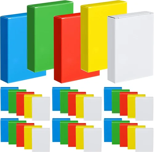 Jexine 50 cajas de cartas de juego vacías, estuche para cartas a granel, organizador de almacenamiento, caja de tablero de béisbol (rojo, amarillo,