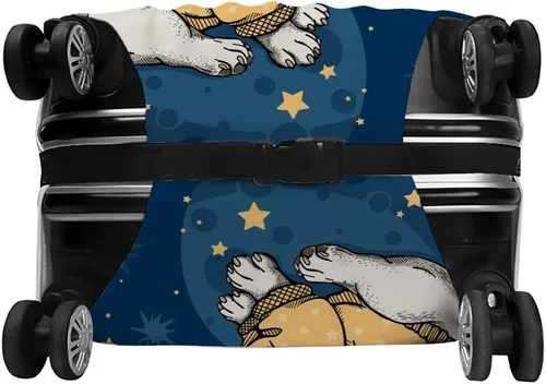 Miniatura 2 de Kuizee Funda para maleta, diseño de bulldog francés, cielo estrellado, azul, protector de equipaje de viaje, a prueba de polvo, elástico, duradero
