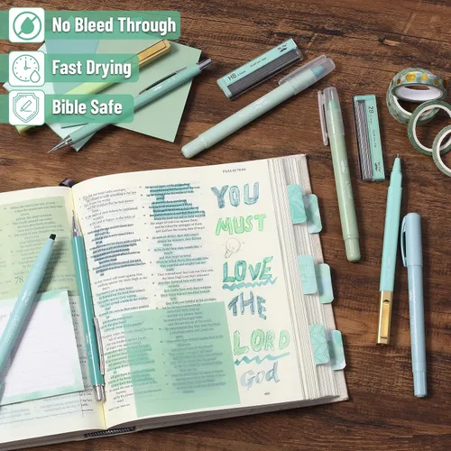 Miniatura 5 de Mr. Pen - Kit de diario bíblico para mujeres, resaltadores bíblicos y bolígrafos sin sangrado, notas, pestañas, cinta washi y diario