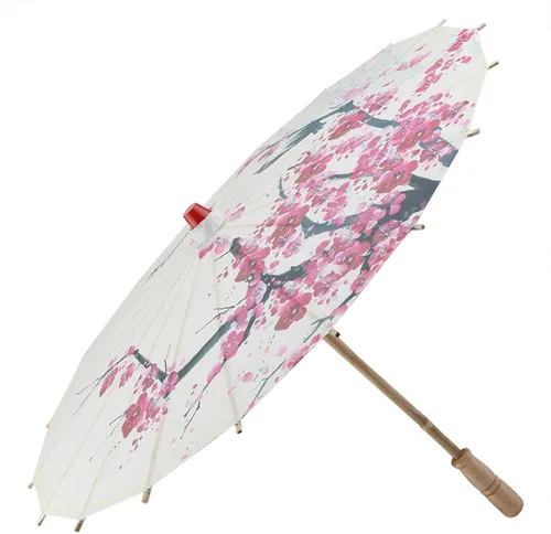 Paraguas de papel engrasado, tamaño pequeño, hecho a mano, arte chino, accesorios de danza clásica, paraguas de flores de ciruelo, paraguas de papel