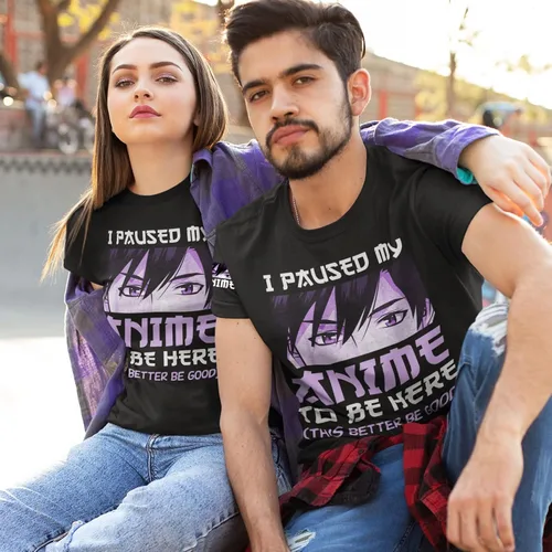 Miniatura 2 de Camiseta de manga Otaku con texto en inglés "I Paused My Anime to Be Here
